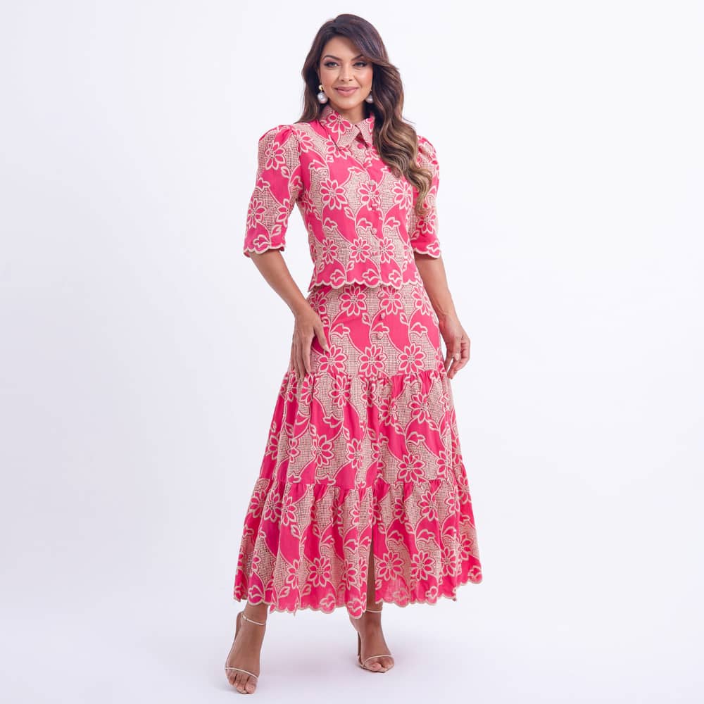 Conjunto Feminino Floral Rosa Isabela - FL10