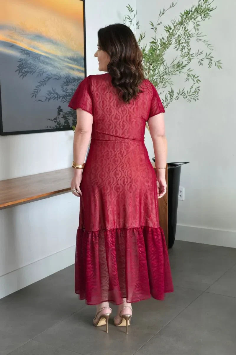 Vestido Marsala em Tule Diana