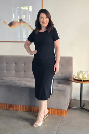 Conjunto Tamires Preto em Malha Moletinho