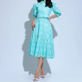 Conjunto Feminino Richelieu 3D Menta Bordado Luma - FL33