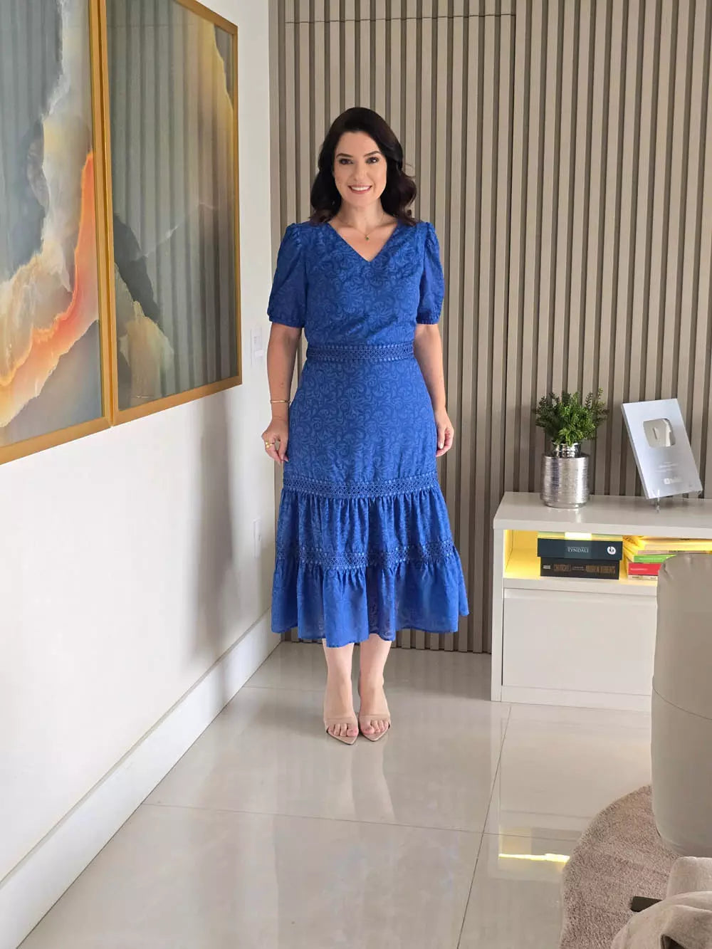 VESTIDO MAXI MIDI COM MARIAS