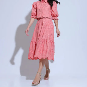 Conjunto Feminino Richelieu 3D Coral Bordado Luma - FL24