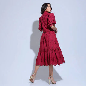 Conjunto Feminino Richelieu 3D Vermelho Bordado Luma - FL23