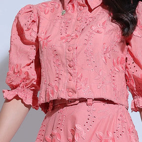 Conjunto Feminino Richelieu 3D Coral Bordado Luma - FL24