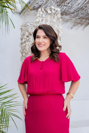 Vestido Adèle Cereja Longo Sereia