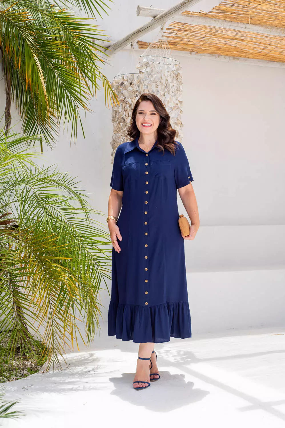 CHEMISE COM RECORTES E BABADO